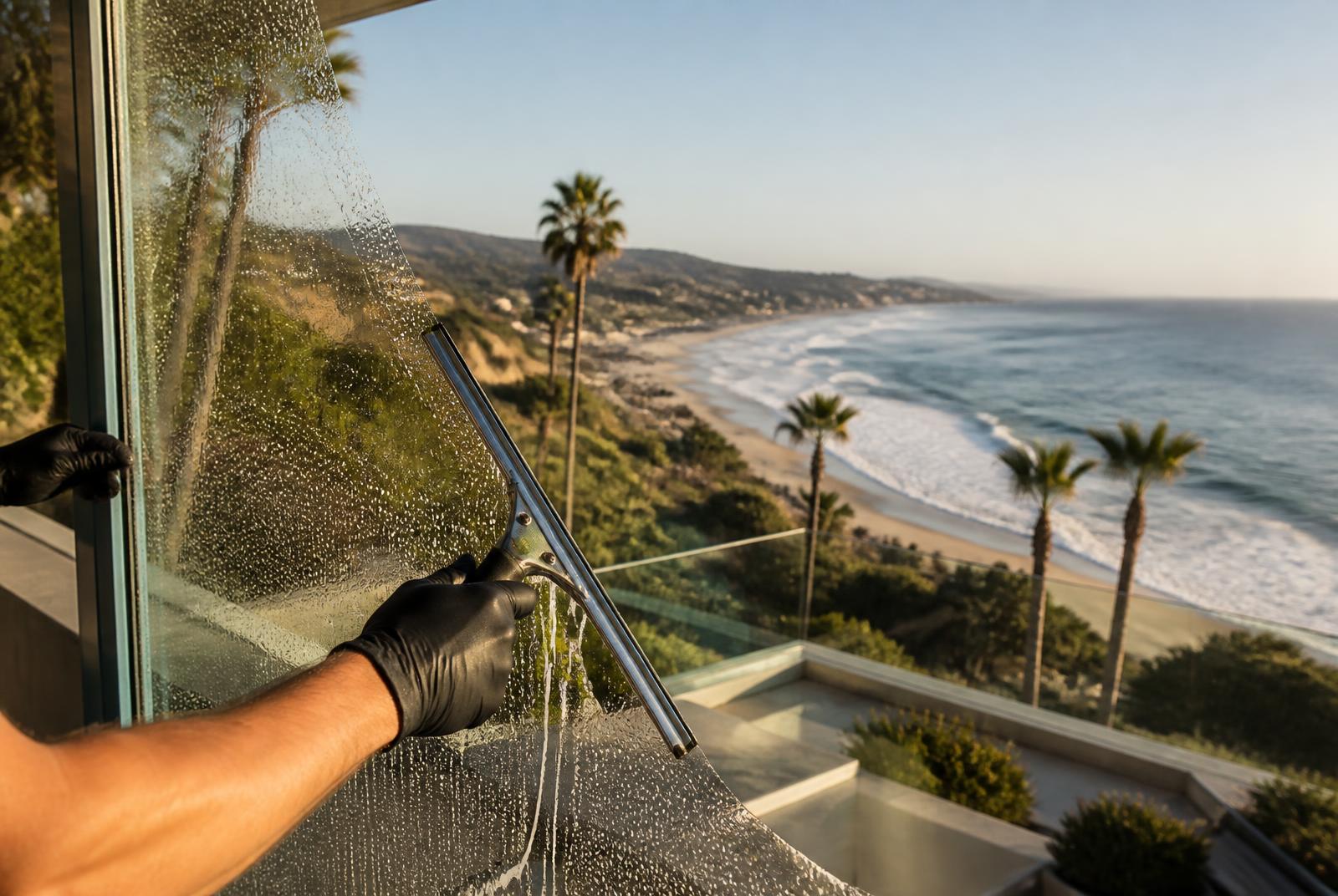 Window Cleaning on a California coastal home